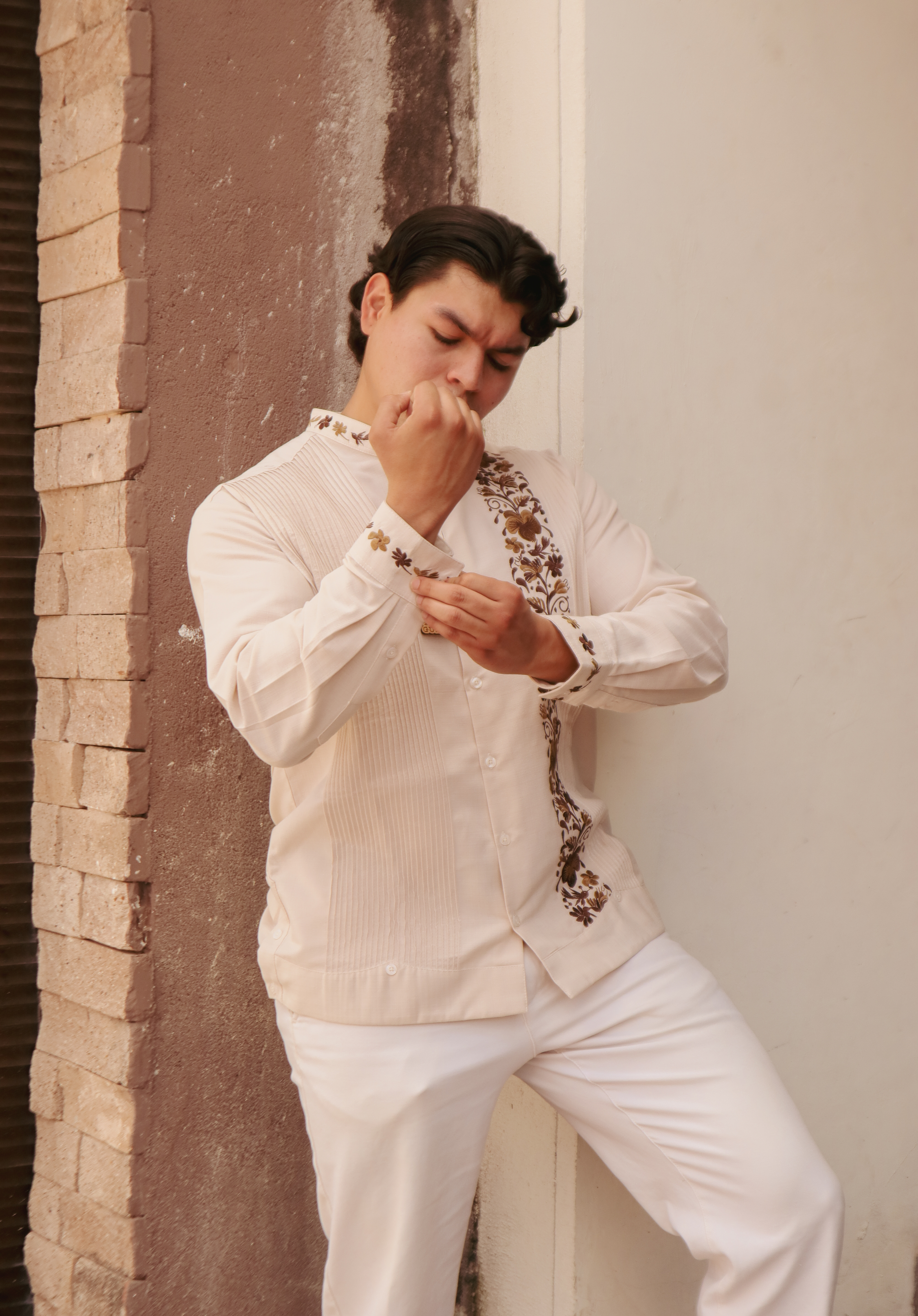 A man looking stylish in a modern guayabera.